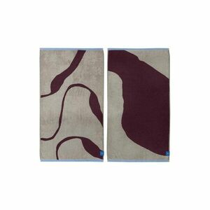 Borvörös-szürkésbézs frottír bio pamut törölköző szett 2 db-os 40x55 cm Nova Arte – Mette Ditmer Denmark kép