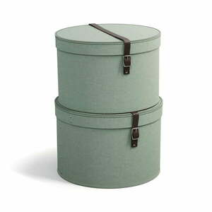 Kékeszöld fedeles karton tárolódoboz szett 2 db-os ø 37, 5x25, 5 cm Rut Canvas Paper Laminate – Bigso kép