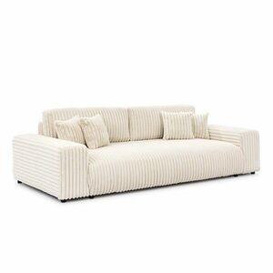 Krémszínű kordbársony kinyitható-tárolóhelyes kanapé 260 cm Justin – Ropez kép