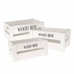 Fehér fa tárolódoboz szett 3 db-os 30x20x15 cm Wood Box – Dakls kép