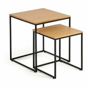 Tárolóasztal szett tölgyfa dekoros asztallappal, 2 db-os 45x45 cm Yoana – Kave Home kép