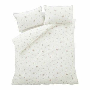 Krémszínű egyszemélyes pamut-perkál ágyneműhuzat 135x200 cm Vintage Rosebud Lace – Bianca kép