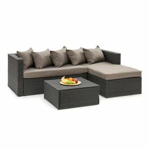 Blumfeldt Theia Lounge Set, kerti ülőgarnitúra, sarok kanapé, asztal, 5 párna, fekete kép