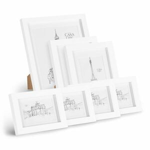 Casa Chic Chalcot, 7 db-os képkeret szett, 3 méret, téglalap alakú, paszpartu, valódi fa kép