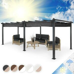 Blumfeldt Pantheon, pergola, árnyékoló, 3 x 6 m, alumínium, napellenző, poliészter, szürke kép