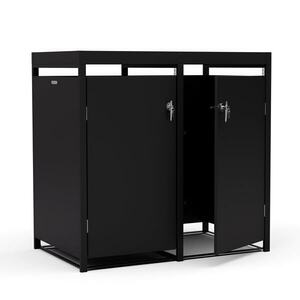 Blumfeldt BinSafe, szemétkosár tároló doboz, 2 szemétkosár, 240 l, zárható, időjárásálló horganyzott acél, beültethető tető kép