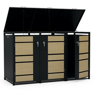 Blumfeldt BinSafe, szemétkosár tároló doboz, 3 szemétkosár, 240 l, zárható, időjárásálló horganyzott acél kép