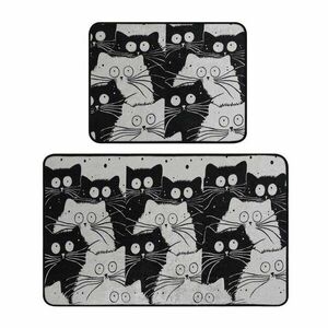 Fekete-szürke fürdőszobai kilépő szett 2 db-os 60x100 cm White Cats – Foutastic kép