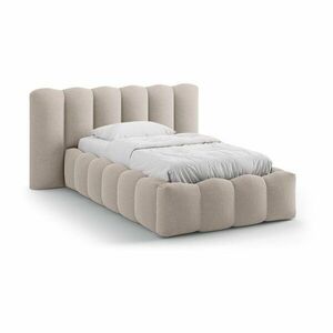 Világosbarna kárpitozott ágyneműtartós egyszemélyes ágy ágyráccsal 90x200 cm Lupine – Micadoni kép