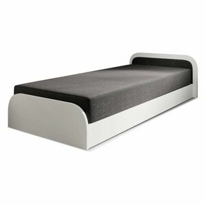 Fehér-sötétszürke kárpitozott-forgácslemez ágyneműtartós egyszemélyes ágy matraccal 80x190 cm Parys – ELTAP kép