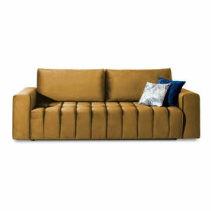 Sárga bársony kinyitható-tárolóhelyes kanapé 247 cm Lazaro – ELTAP kép