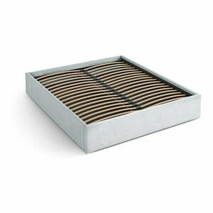 Világosszürke kárpitozott ágyneműtartós-ágytámla nélkül franciaágy ágyráccsal 180x200 cm Susan – Micadoni kép