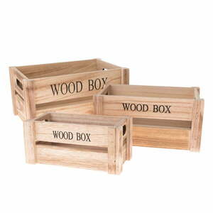 Natúr színű fa tárolódoboz szett 3 db-os 30x20x15 cm Wood Box – Dakls kép