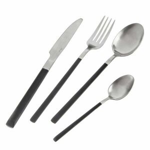 Fekete-ezüstszínű rozsdamentes acél evőeszköz készlet 24 db-os Skandi – Orion kép