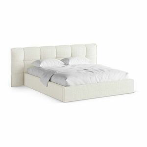 Elefántcsont színű kárpitozott ágyneműtartós franciaágy ágyráccsal 160x200 cm Eric – Micadoni kép