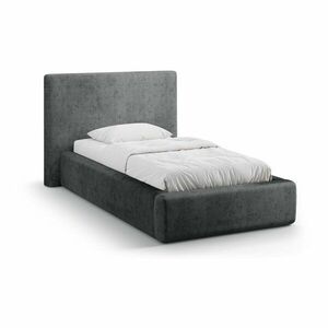 Sötétszürke kárpitozott ágyneműtartós egyszemélyes ágy ágyráccsal 90x200 cm Amy – Micadoni kép