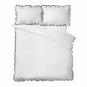 Fehér kétszemélyes háromrészes ágyneműhuzat 200x200 cm So Soft Mono Frill – Catherine Lansfield kép