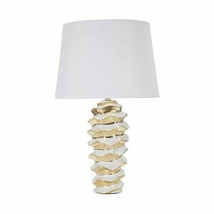 Fehér-aranyszínű kerámia asztali lámpa textil búrával (magasság 53 cm) Glam Space – Mauro Ferretti kép