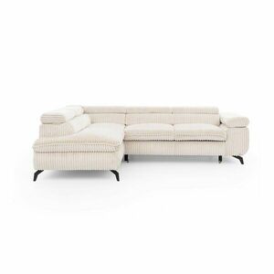 Krémszínű kordbársony sarokkanapé (bal oldali-L alakú) Marbeya – Ropez kép