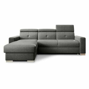 Szürke kinyitható-tárolóhelyes sarokkanapé (bal oldali-heverő résszel) Fresia – ELTAP kép
