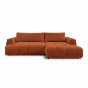 Téglavörös kinyitható-tárolóhelyes sarokkanapé (jobb oldali-heverő résszel) Fuji – Bobochic Paris kép