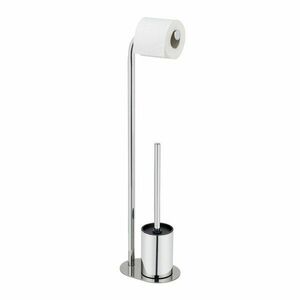 Fényes ezüstszínű rozsdamentes acél WC-papír tartó állvány WC-kefével Levante – Wenko kép