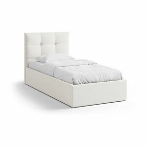 Krémszínű kárpitozott ágyneműtartós egyszemélyes ágy ágyráccsal 90x200 cm Phaedra – Micadoni kép