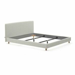 Szürke kárpitozott franciaágy ágyrács nélkül 180x200 cm Valma – Kave Home kép