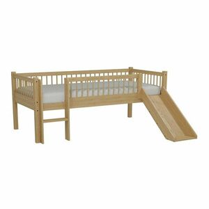 Natúr színű bükkfa galéria gyerekágy csúszdával, ágyráccsal 90x200 cm Forrest – Vipack kép