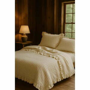 Bézs egyszemélyes renforcé pamut ágyneműhuzat 140x200 cm Amalia Striped – Mila Home Luxury kép