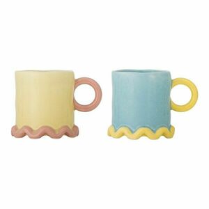 Világossárga-világoskék kerámia bögre szett 2 db-os 350 ml Polly – Bloomingville kép