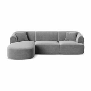 Világosszürke bársony sarokkanapé (bal oldali-heverő résszel) Campi – Cosmopolitan Design kép