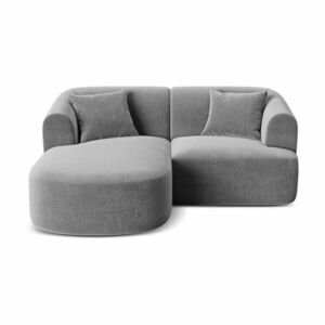 Világosszürke bársony sarokkanapé (bal oldali-heverő résszel) Campi – Cosmopolitan Design kép