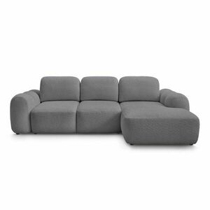 Szürke buklé kinyitható-tárolóhelyes sarokkanapé (jobb oldali-heverő résszel) Montaigne – Bobochic Paris kép