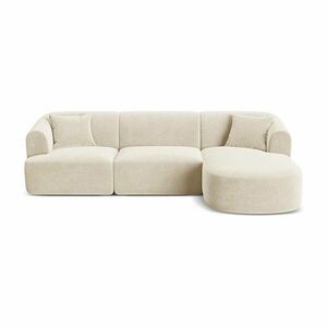 Bézs bársony sarokkanapé (jobb oldali-heverő résszel) Campi – Cosmopolitan Design kép