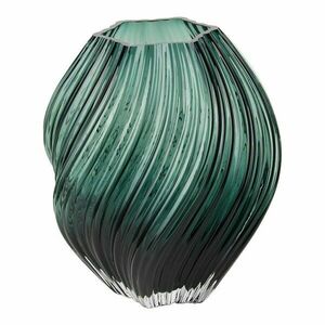 Sötétzöld üveg kézzel készített váza (magasság 23 cm) – House Nordic kép