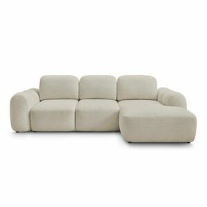 Bézs buklé kinyitható-tárolóhelyes sarokkanapé (jobb oldali-heverő résszel) Montaigne – Bobochic Paris kép