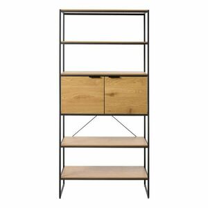 Natúr színű könyvespolc tölgyfa dekorral 90x190x40 cm Cesura – Unique Furniture kép