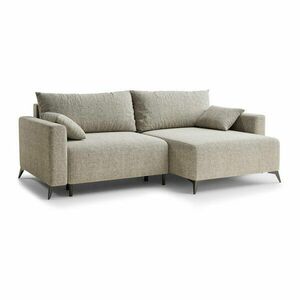 Bézs zsenília kinyitható-tárolóhelyes sarokkanapé (jobb oldali-heverő résszel) Leon – Maison de Rêve kép