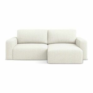 Krémszínű kordbársony kinyitható-tárolóhelyes sarokkanapé (jobb oldali-heverő résszel) Kona – Makamii kép