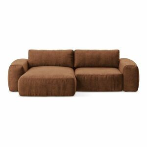 Terrakotta színű zsenília kinyitható sarokkanapé (bal oldali-heverő résszel) Kuki – Makamii kép