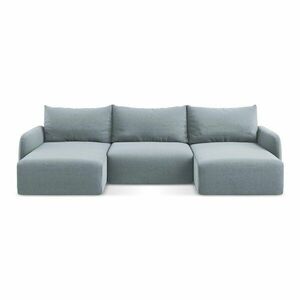 Kék bársony kinyitható-tárolóhelyes (U alakú) sarokkanapé Kalena – Makamii kép