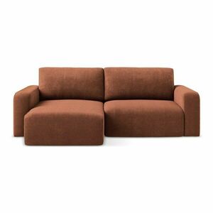 Terrakotta színű zsenília kinyitható-tárolóhelyes sarokkanapé (bal oldali-heverő résszel) Kona – Makamii kép