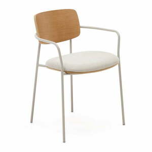 Bézs kárpitozott karfás-rakásolható étkezőszék Maureen – Kave Home kép