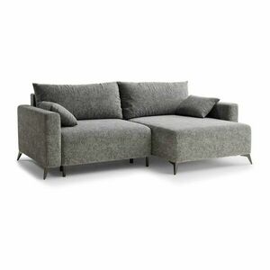 Szürke zsenília kinyitható-tárolóhelyes sarokkanapé (jobb oldali-heverő résszel) Leon – Maison de Rêve kép