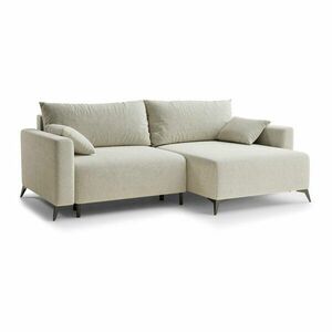 Krémszínű zsenília kinyitható-tárolóhelyes sarokkanapé (jobb oldali-heverő résszel) Leon – Maison de Rêve kép