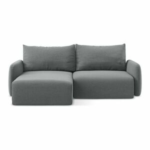 Szürke bársony kinyitható-tárolóhelyes sarokkanapé (bal oldali-heverő résszel) Kalena – Makamii kép