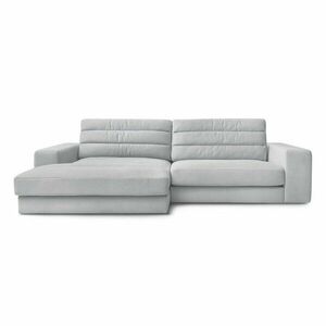 Világosszürke bársony sarokkanapé (bal oldali-heverő résszel) Sierra – Bobochic Paris kép