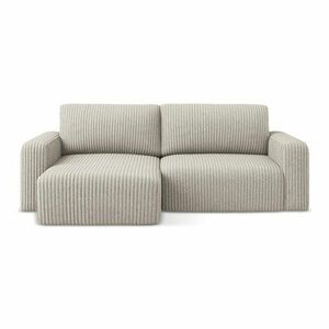 Bézs kordbársony kinyitható-tárolóhelyes sarokkanapé (bal oldali-heverő résszel) Kona – Makamii kép