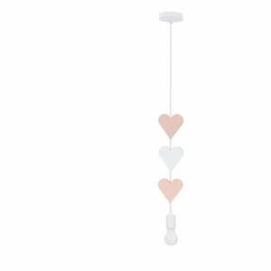 Fehér-rózsaszín gyerek függőlámpa fém búrával Hearts – Candellux Lighting kép